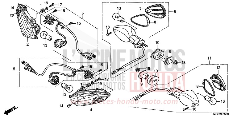 CLIGNOTANT de CBR1000RR "Fireblade" VIBRANT ORANGE (YR250HA) de 2013